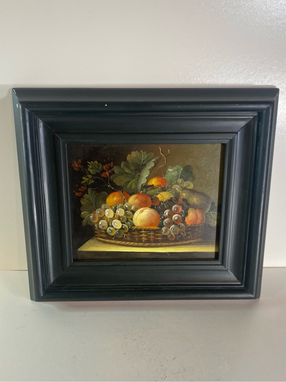 Antique Fruit Still Life Dutch Golden Age Style Dark Moody Oil Painting On Board